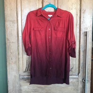 Athleta ombré button-down shirt by Pink Lotus